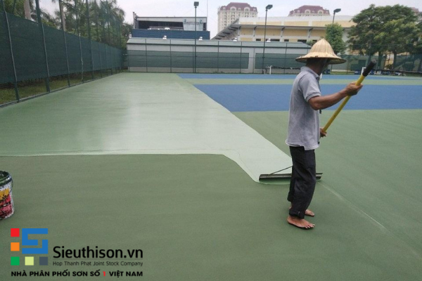 thi công sơn tennis
