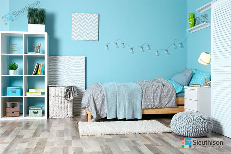 màu xanh sơn nội thất cho phòng ngủ